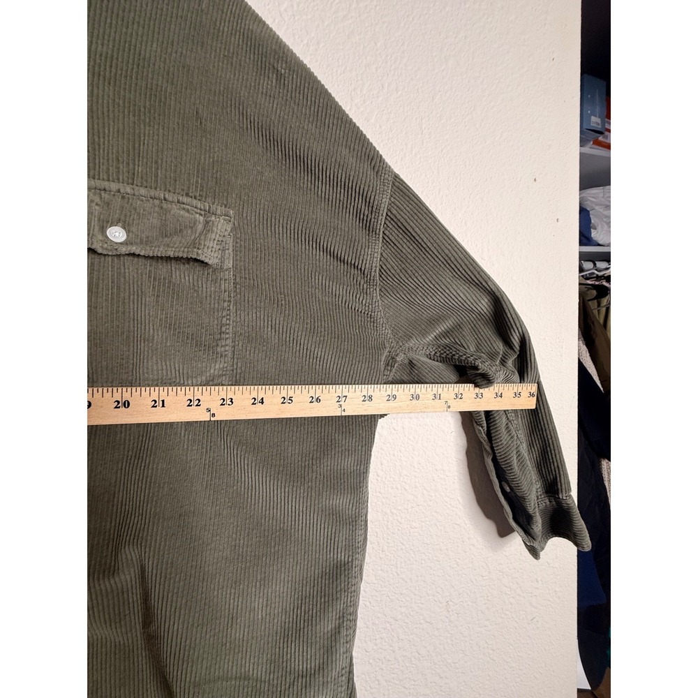 Frank & Eileen McLoghlin Olive Green Corduroy Womens Shirt Jacket Shacket M - Picture 5 of 6